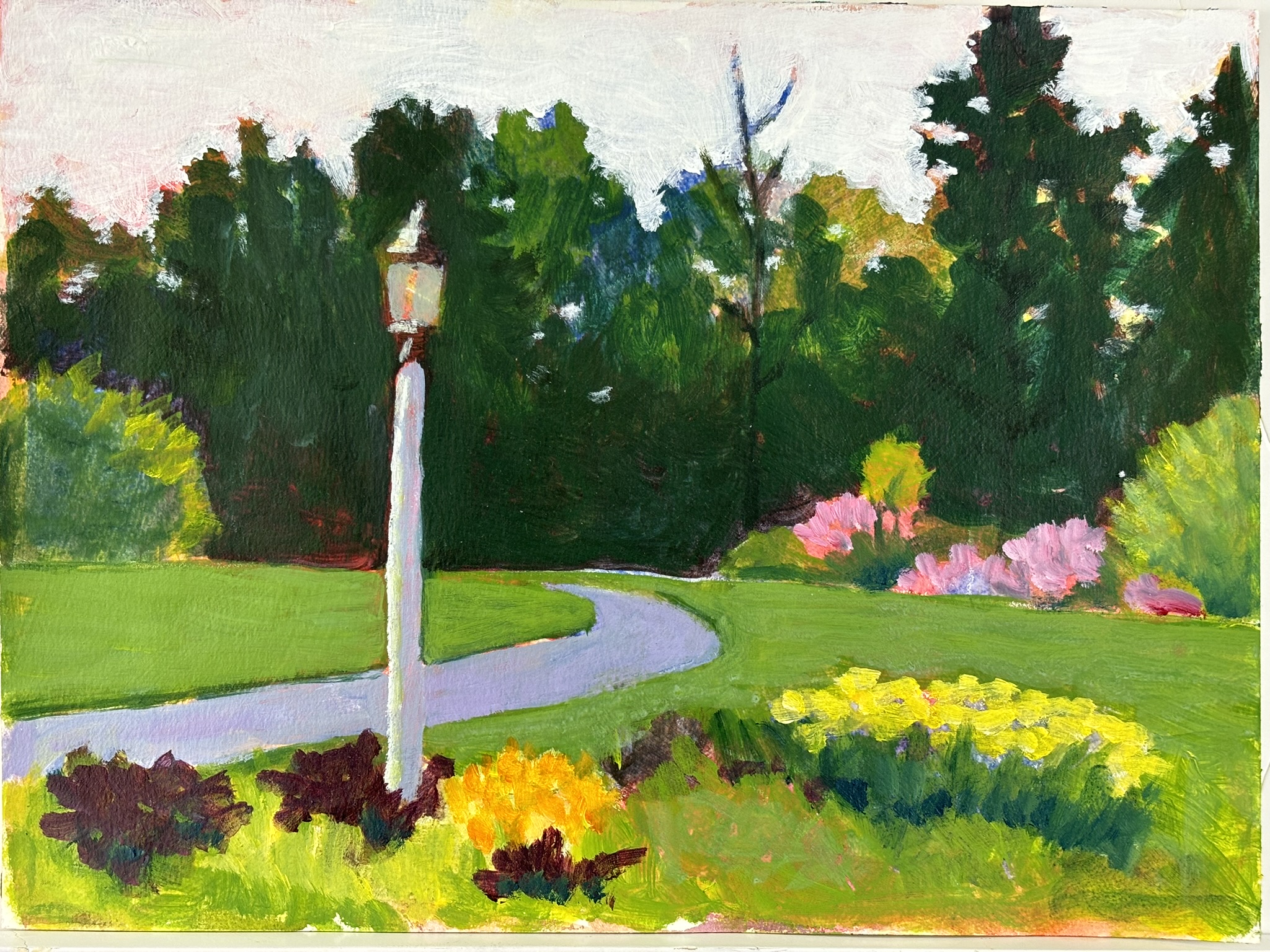 Streetlight at the park, 10x8 inches, oil on board