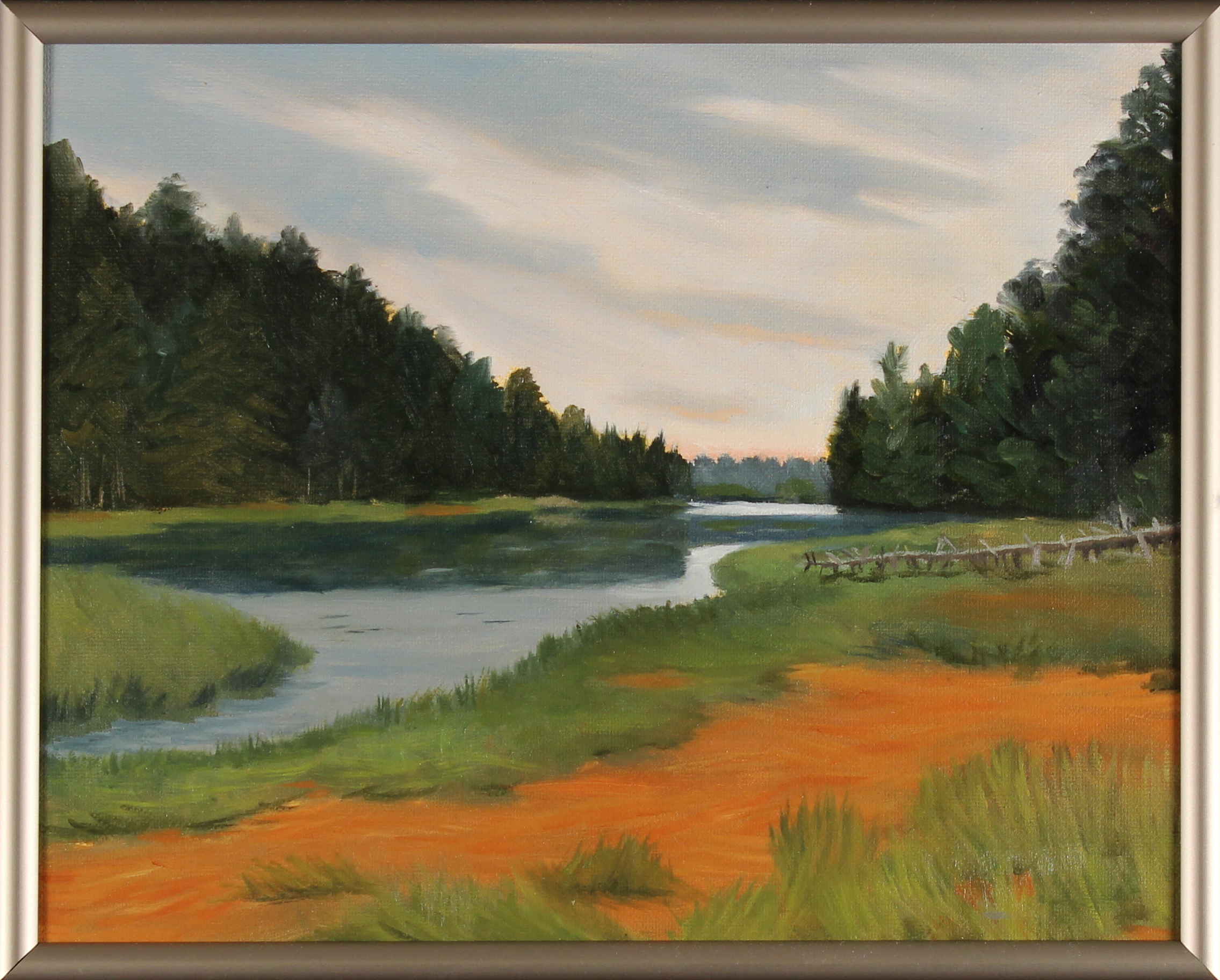 Landscape of a lake, 10x8 inches, oil on board