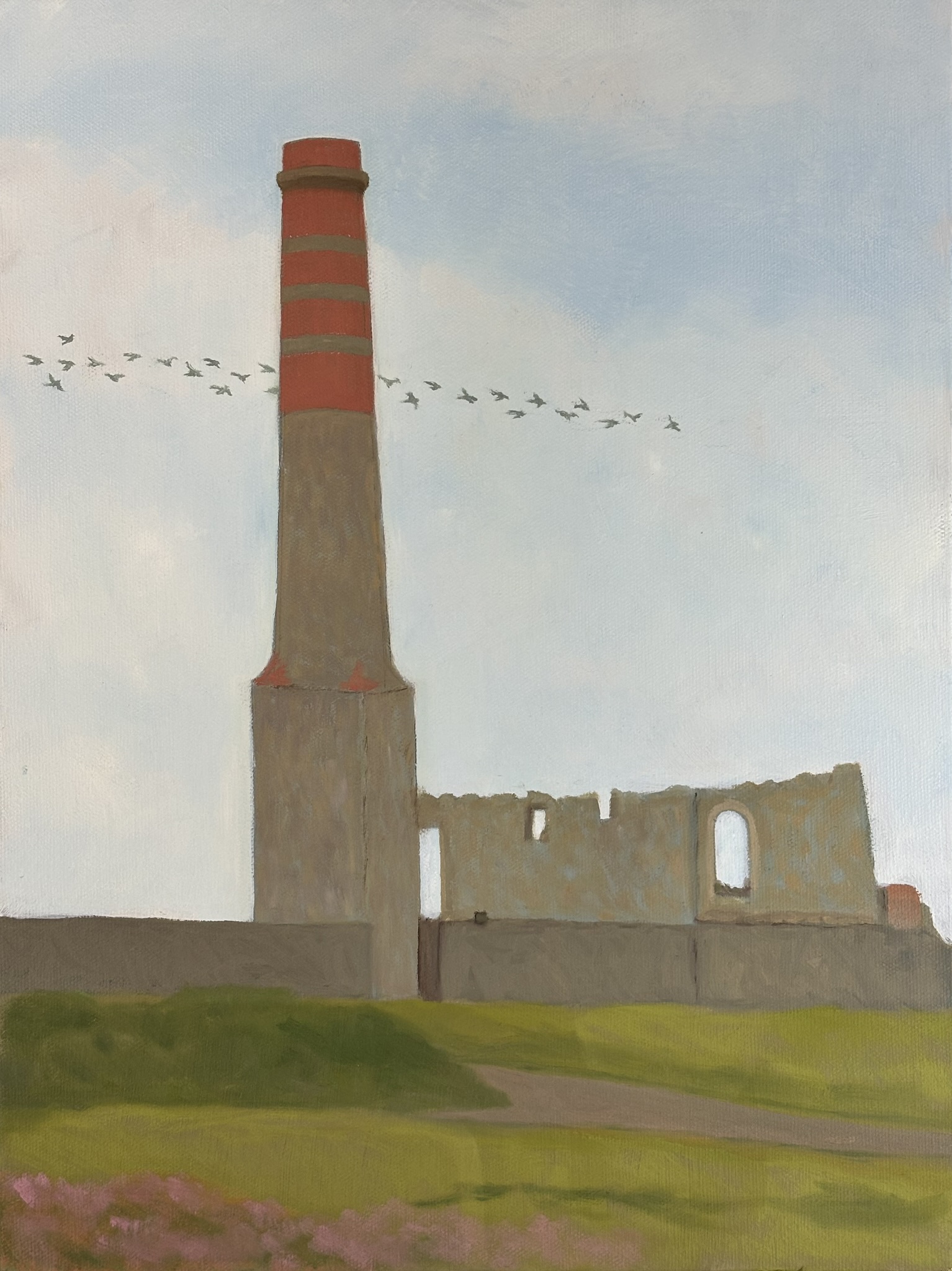 Old building with chimney, 16x12 inches, oil on canvas